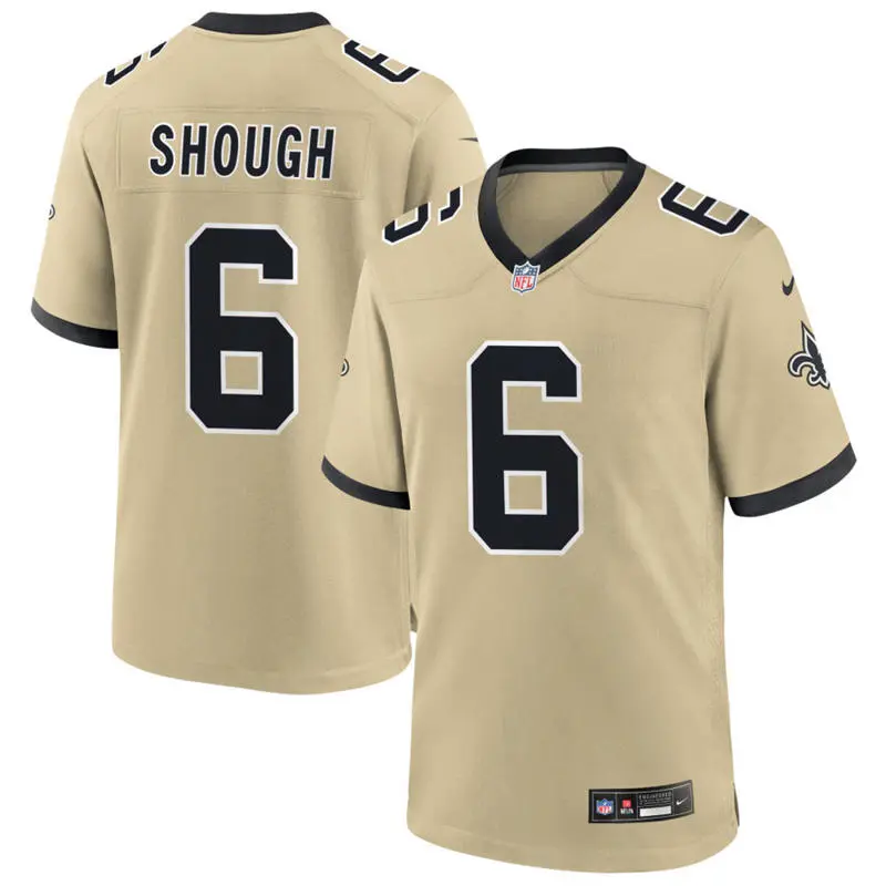 Mens New Orleans Saints #6 Tyler Shough Nike Gold Gameday Golds Alternate F.U.S.E. Limited Jersey