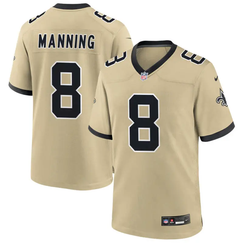 Mens New Orleans Saints Retired Player #8 Archie Manning Nike Gold Gameday Golds Alternate F.U.S.E. Limited Jersey