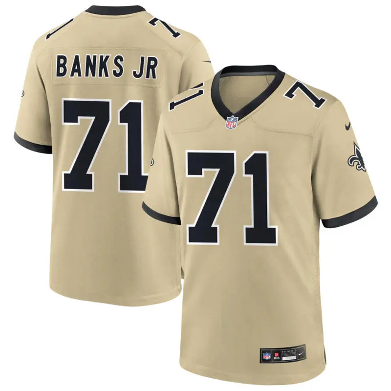 Mens New Orleans Saints #71 Kelvin Banks Jr. Nike Gold Gameday Golds Alternate F.U.S.E. Limited Jersey