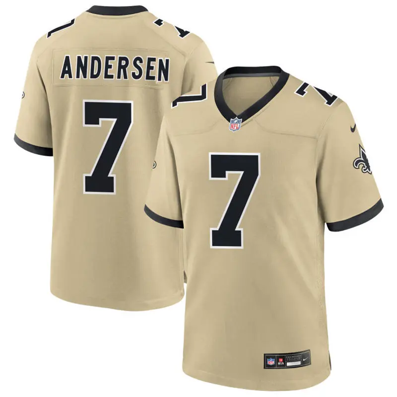 Mens New Orleans Saints Retired Player #7 Morten Andersen Nike Gold Gameday Golds Alternate F.U.S.E. Limited Jersey