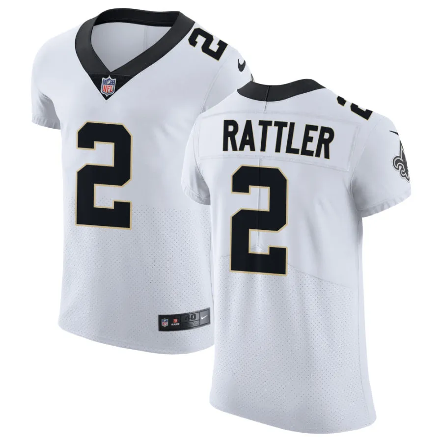 Mens New Orleans Saints #2 Spencer Rattler Nike White Vapor F.U.S.E Limited Jersey