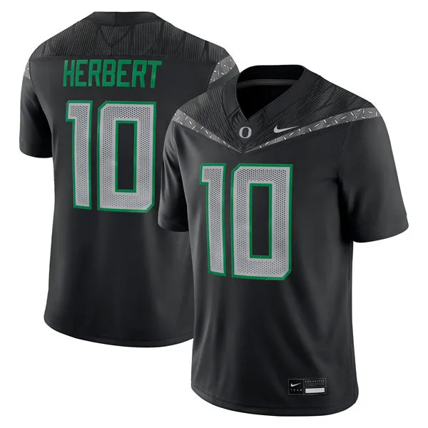 Men's Oregon Ducks #10 Justin Herbert Black GENERATION O FLY ERA F.U.S.E. Limmited Football Game Jersey