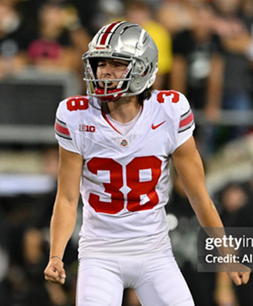 Ohio State Buckeyes #38 Jayden Fielding White College Football Game Jersey