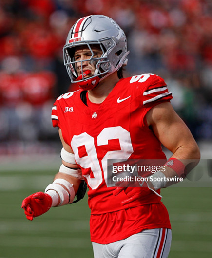 Ohio State Buckeyes #92 Caden Curry Scarlet College Football Game Jersey