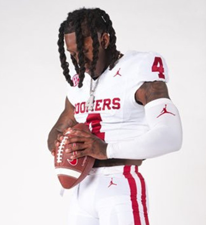 Oklahoma Sooners #4 Deion Burks White College Football Game Jersey