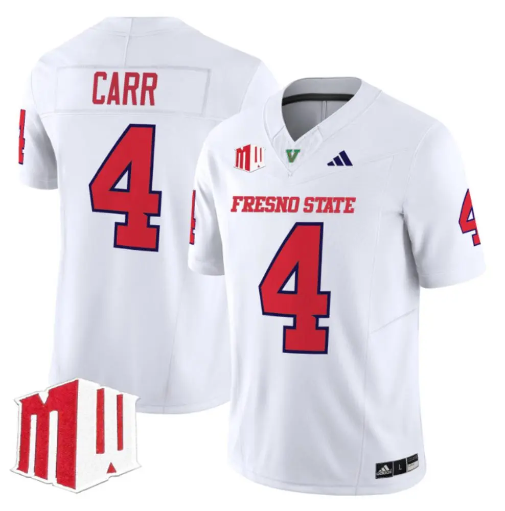 Fresno State Bulldogs #4 Derek Carr White 2025 Football Game Jersey