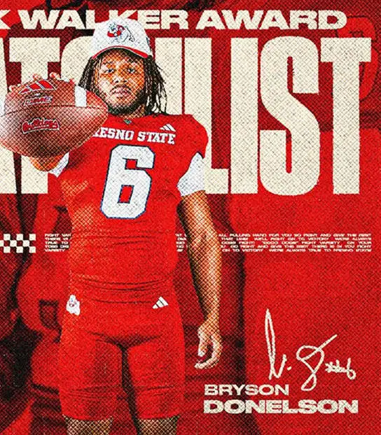 Fresno State Bulldogs #6 Bryson Donelson  Red 2025 Football Game Jersey