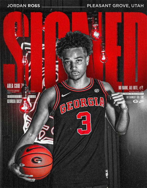 Georgia Bulldogs #3 Jordan Ross Black College Basketball Game Jersey