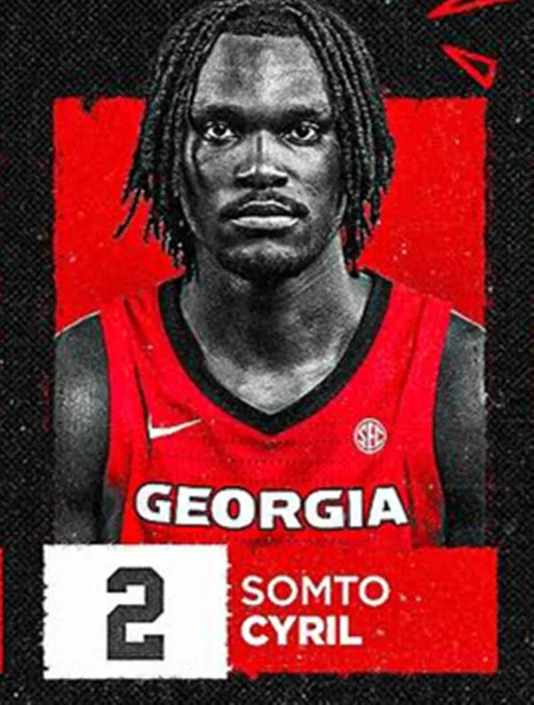Georgia Bulldogs #2 Somto Cyril Red 2025 College Basketball Game Jersey