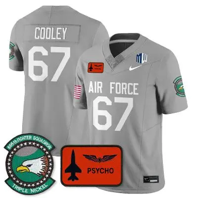 Air Force Falcons #67 Costen Cooley Nike Gray APLS Fighting Falcon Collection Football Game Jersey