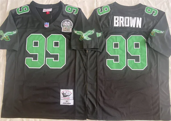 Men's Philadelphia Eagles #99 Jerome Brown 1991 Black Throwback 99 Honor Patch Jersey