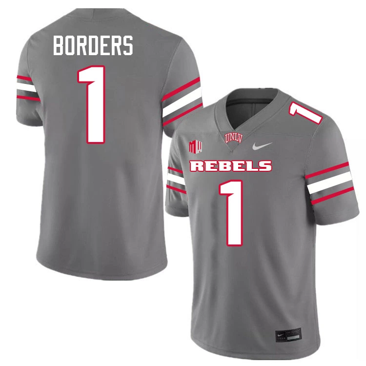 UNLV Rebels #1 Chief Borders 2025 Gray Football Game Jersey