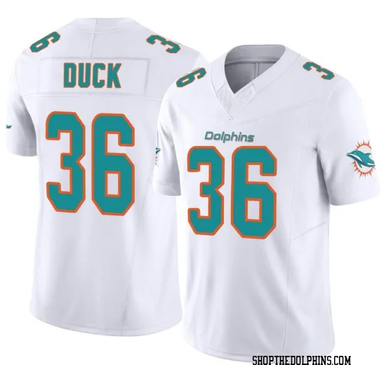 Mens Miami Dolphins #36 Storm Duck Nike Home White F.U.S.E. Vapor Limited Jersey