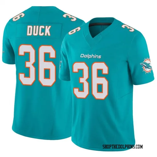 Mens Miami Dolphins #36 Storm Duck Nike Aqua F.U.S.E. Vapor Limited Jersey