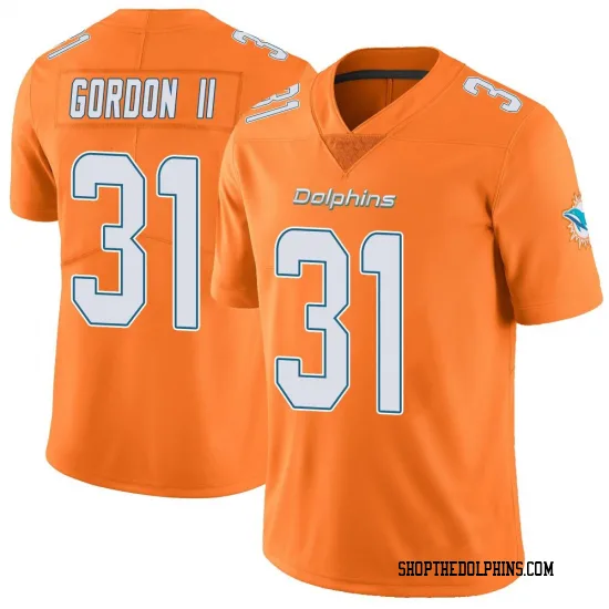 Mens Miami Dolphins #31 Ollie Gordon II Nike Orange Color Rush Limited Jersey