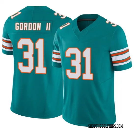 Mens Miami Dolphins #31 Ollie Gordon II Nike Aqua Alternate F.U.S.E. Vapor Limited Jersey