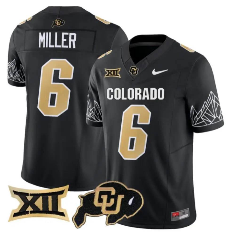 Colorado Buffaloes #6 Dre'lon Miller 2025 Black Gold College Football Game Jersey