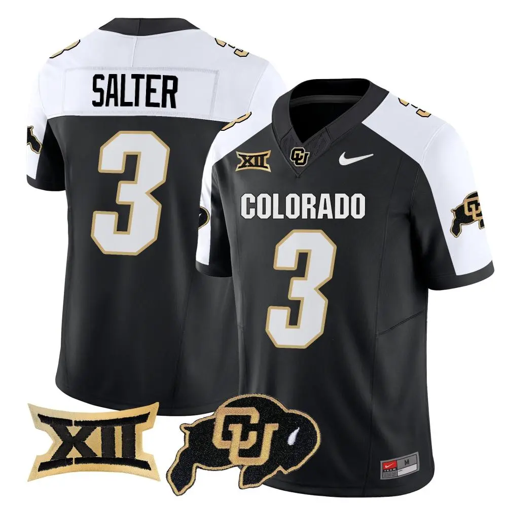 Colorado Buffaloes #3 Kaidon Salter Black White Gratitude Football Limited Jersey