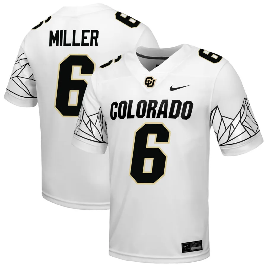 Colorado Buffaloes #6 Dre'lon Miller 2025 White Black College Football Game Jersey