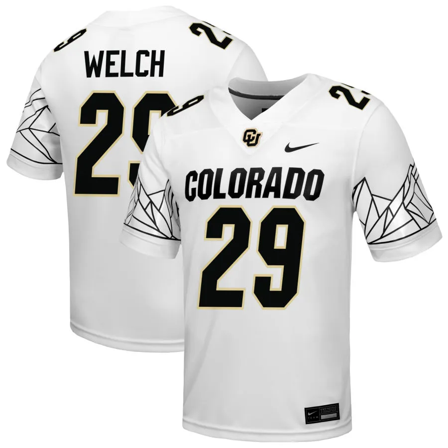 Colorado Buffaloes #29 Micah Welch 2025 White Black College Football Game Jersey