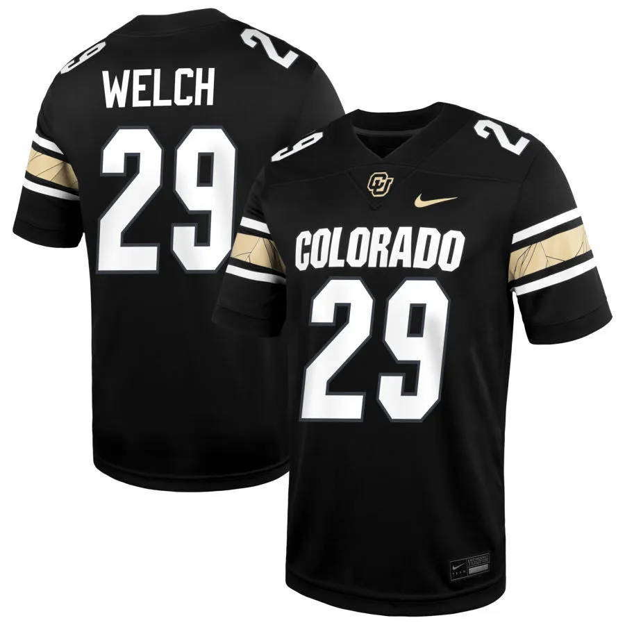 Colorado Buffaloes #29 Micah Welch 2025 Black White College Football Game Jersey