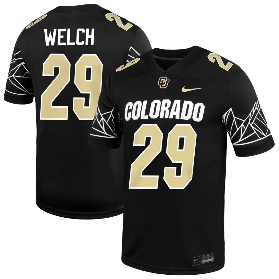 Colorado Buffaloes #29 Micah Welch 2025 Black Gold College Football Game Jersey
