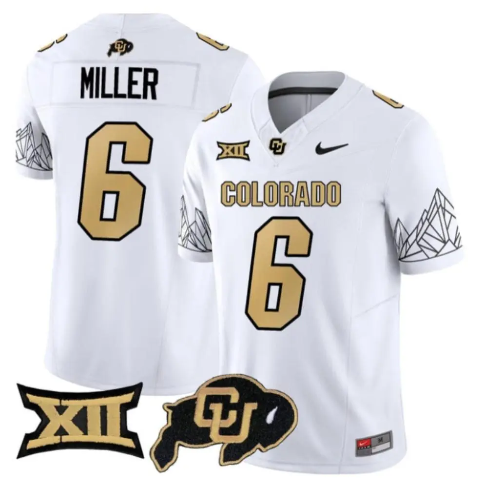 Colorado Buffaloes #6 Dre'lon Miller 2025 White Gold College Football Game Jersey