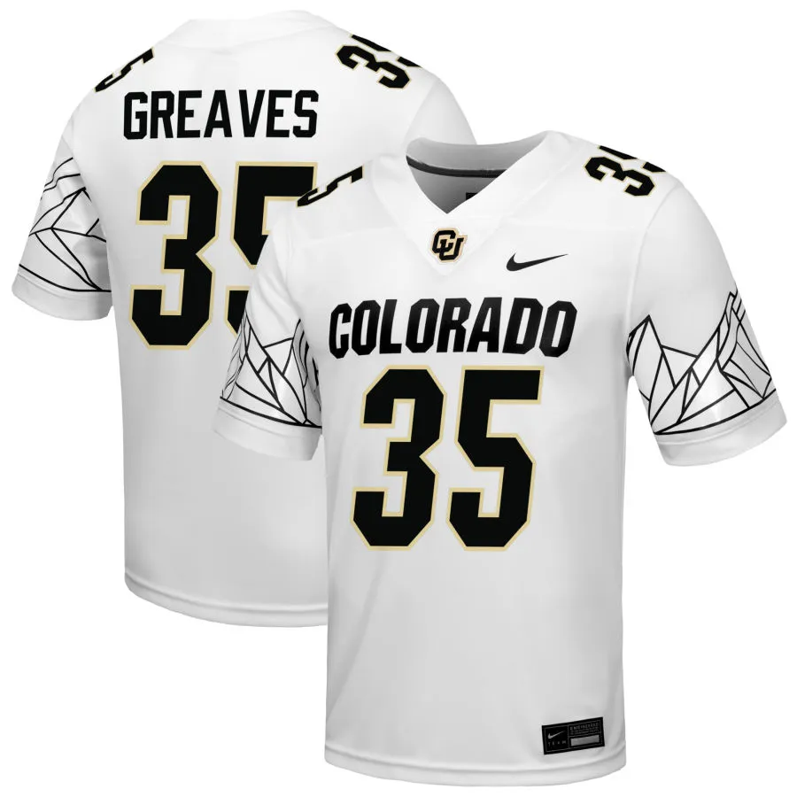 Colorado Buffaloes #35 Damon Greaves 2025 White Black College Football Game Jersey