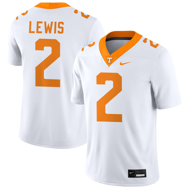 Tennessee Volunteers #2 Peyton Lewis White College Football Game Jersey