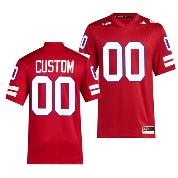 Nebraska Huskers Custom Scarlet 2023 Memorial Stadium 100th Anniversary Premier Football Jersey