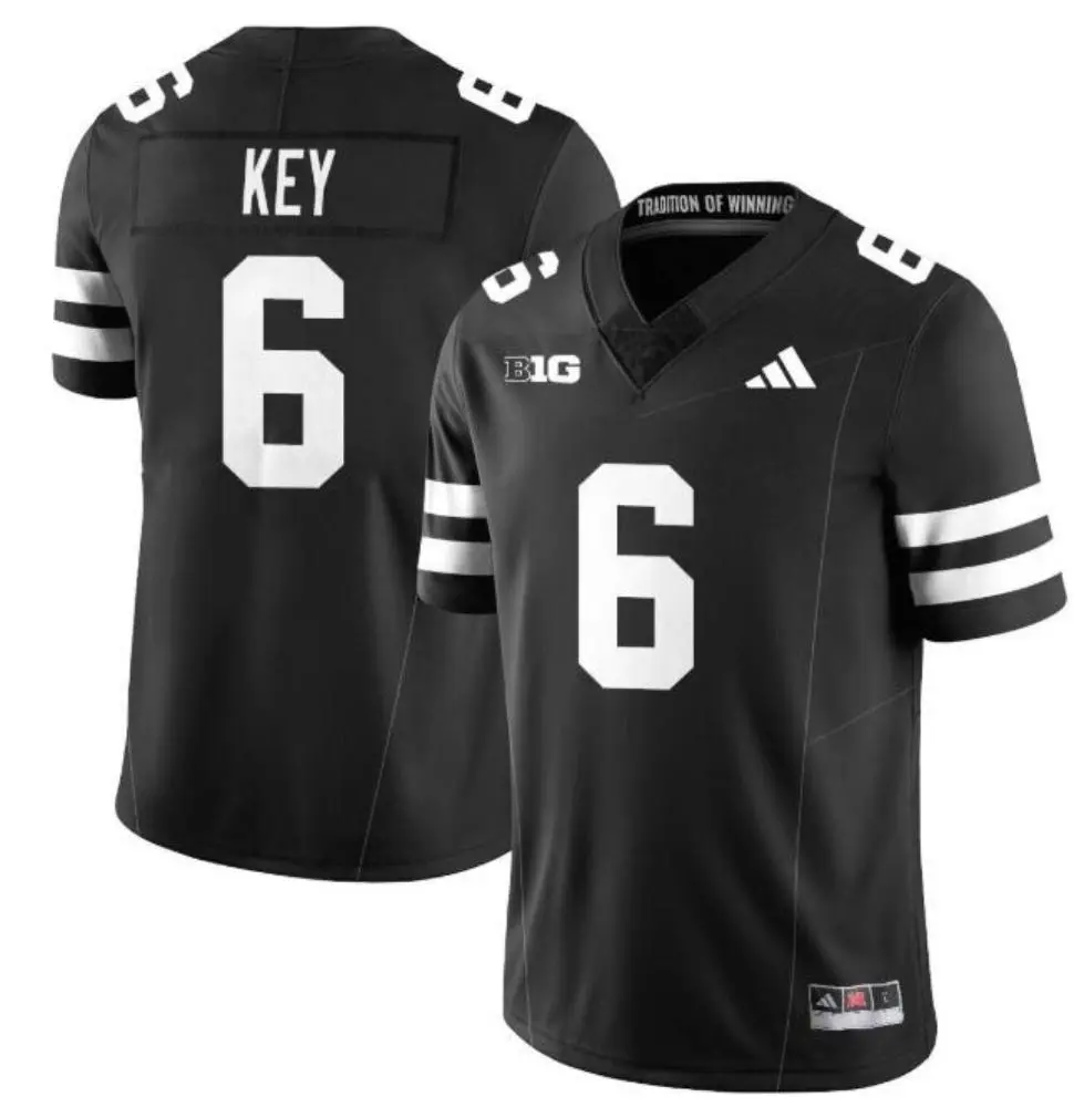 Nebraska Huskers #6 Dane Key 2025 All Black ALTERNATE Football Game Jersey
