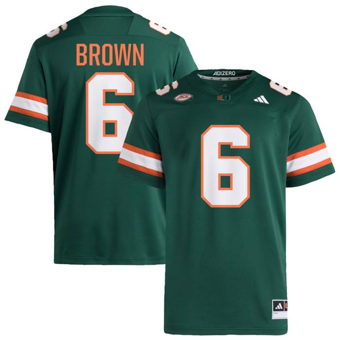 Miami Hurricanes #6 CharMar Brown 2024 Green College Football Game Jersey