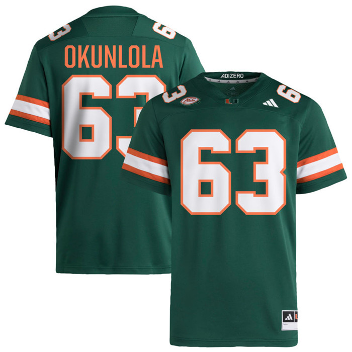 Miami Hurricanes #63 Samson Okunlola 2024 Green College Football Game Jersey