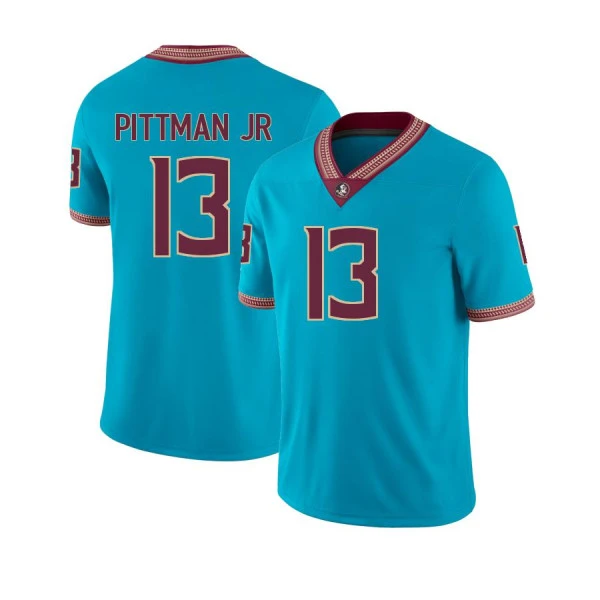 Florida State Seminoles #13 Randy Pittman Jr. Nike 2025 Turquoise Alternate Football Jersey