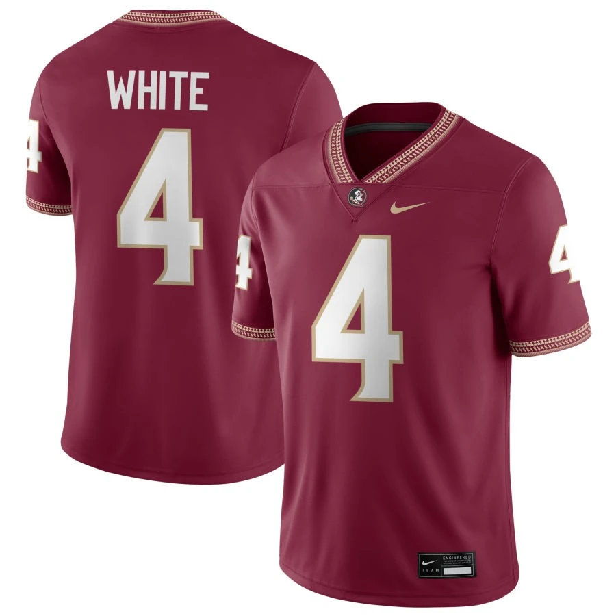 Florida State Seminoles #4 Squirrel White Nike 2025 Garnet Football Game Jersey