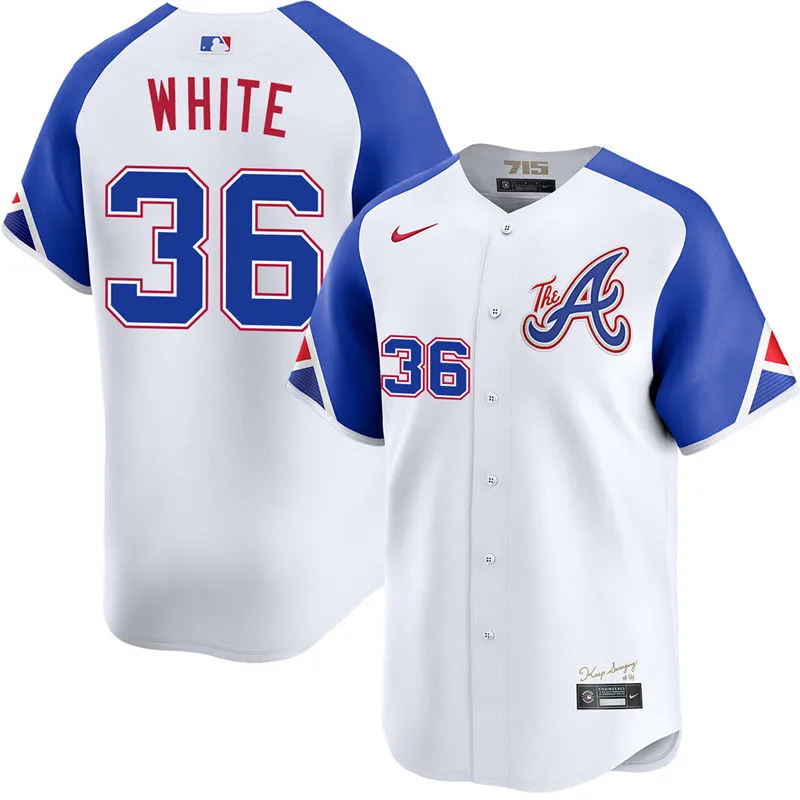 Men's Atlanta Braves #36 Eli White White Stitched City Connect Limited Jersey