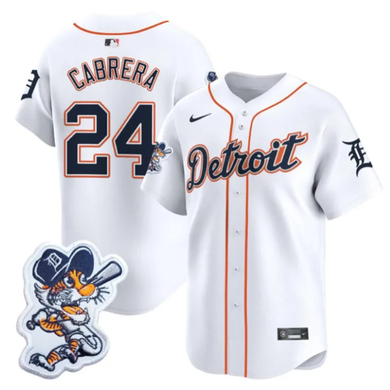 Men's Detroit Tigers #24 Miguel Cabrera Paws Patch Vapor Limited Jersey 