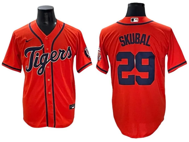 Men's Detroit Tigers #29 Tarik Skubal Orange Limited Player Jersey