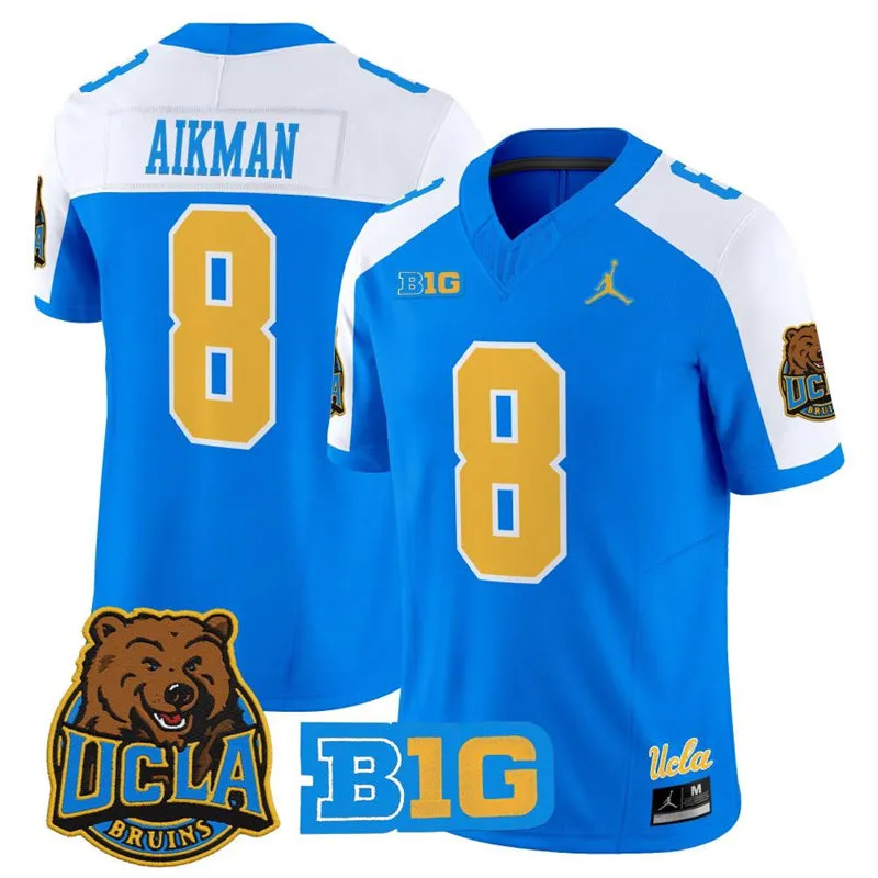 UCLA Bruins #8 Troy Aikman Royal White Gratitude F.U.S.E. Limited Football Jersey