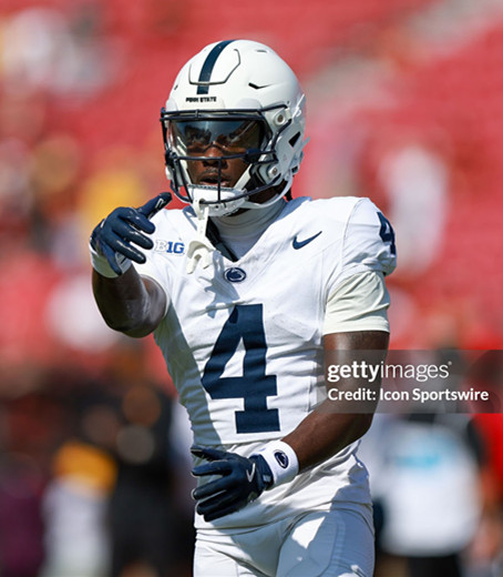 Penn State Nittany Lions #4 Tyseer Denmark White College Football Game Jersey