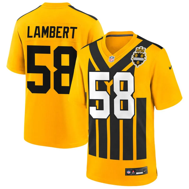 Mens Pittsburgh Steelers Retired Player #58 Jack Lambert Nike Gold Alternate 1933 Throwback Game Jersey