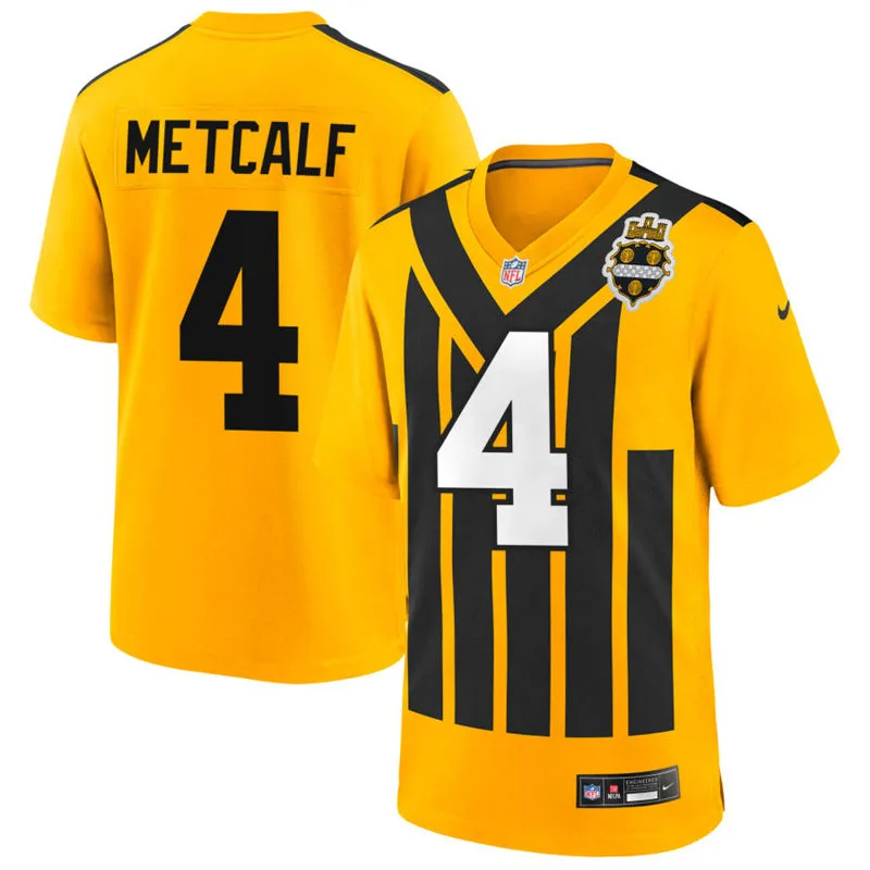 Men's Pittsburgh Steelers #4 DK Metcalf Nike Gold Alternate 1933 Throwback Game Jersey
