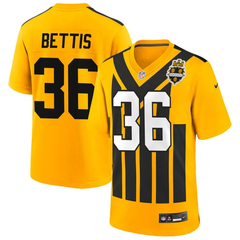 Youth Pittsburgh Steelers Retired Player #36 Jerome Bettis Nike Gold Alternate 1933 Throwback Game Jersey