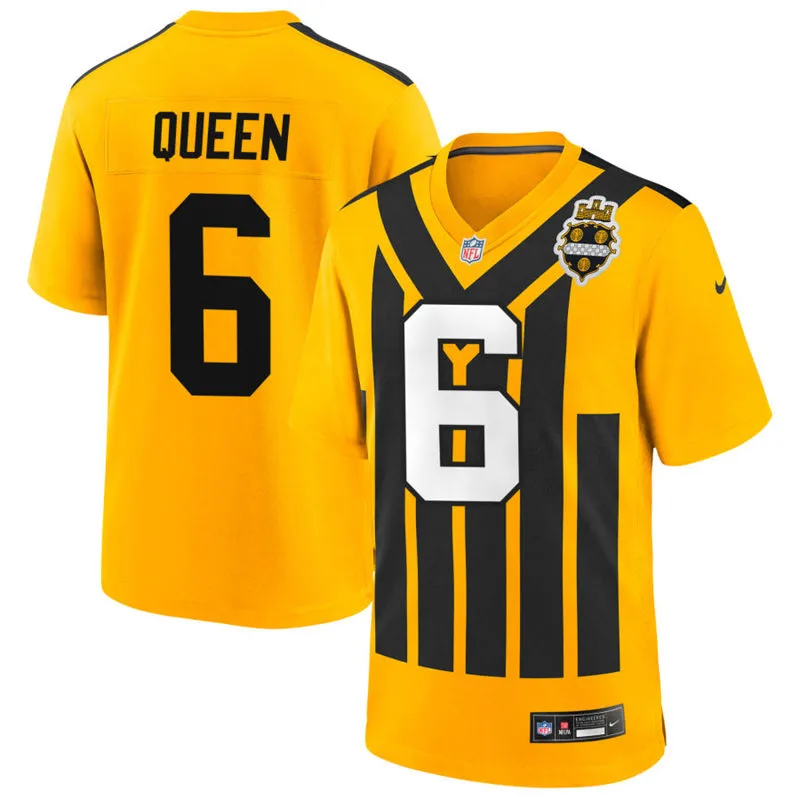 Youth Pittsburgh Steelers #6 Patrick Queen Nike Gold Alternate 1933 Throwback Game Jersey
