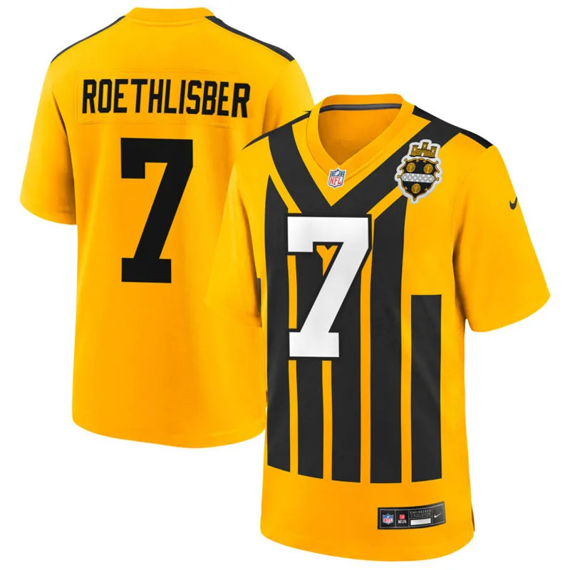 Youth Pittsburgh Steelers Retired Player #7 Ben Roethlisberger Nike Gold Alternate 1933 Throwback Game Jersey