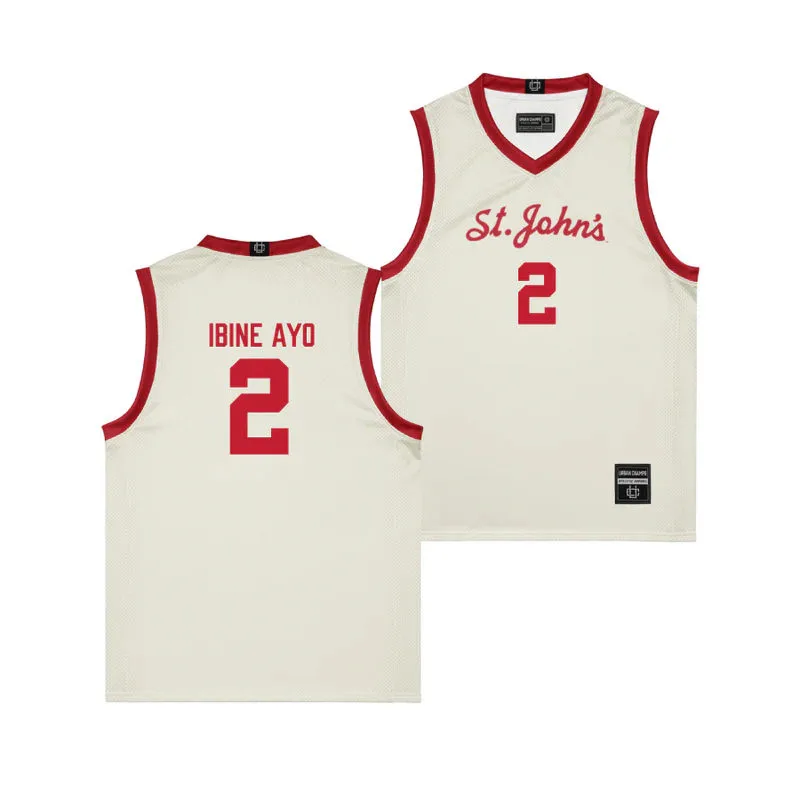 St. John's Red Storm #2 Sadiku Ibine Ayo Cream Retro Basketball Jersey