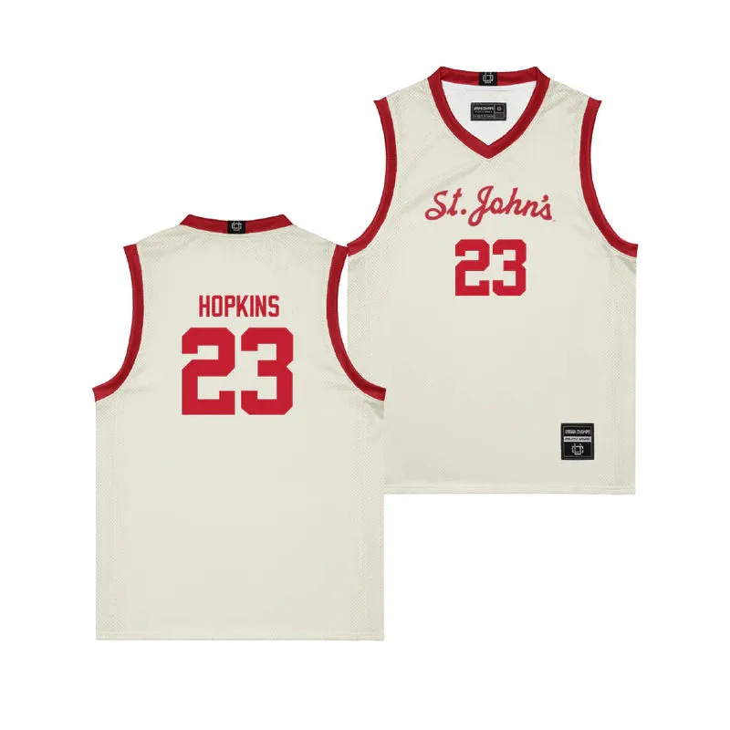 St. John's Red Storm #23 Bryce Hopkins Cream Retro Basketball Jersey