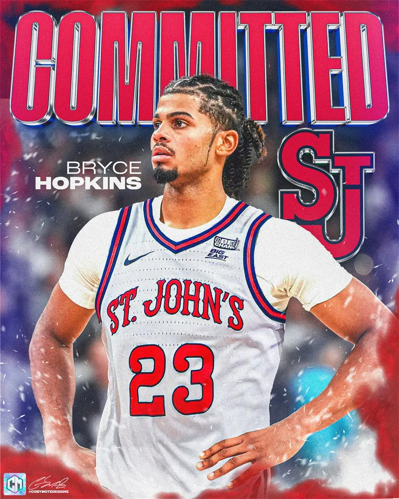 St. John's Red Storm #23 Bryce Hopkins 2025 White Basketball Game Jersey