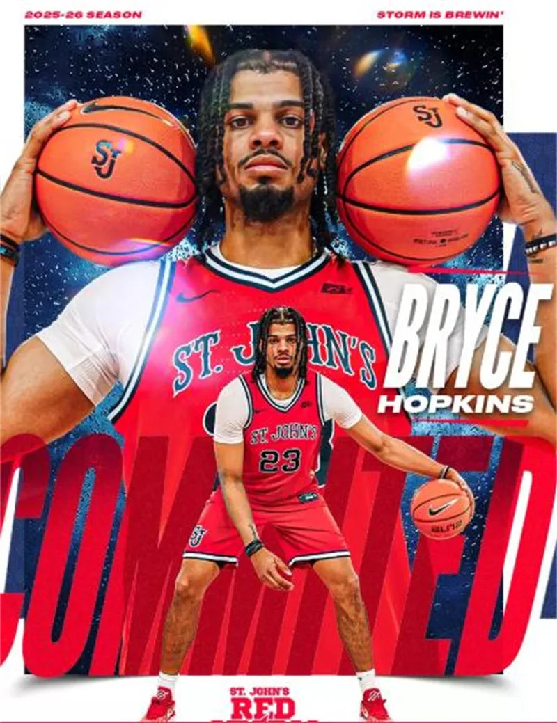 St. John's Red Storm #23 Bryce Hopkins 2025 Red Basketball Game Jersey