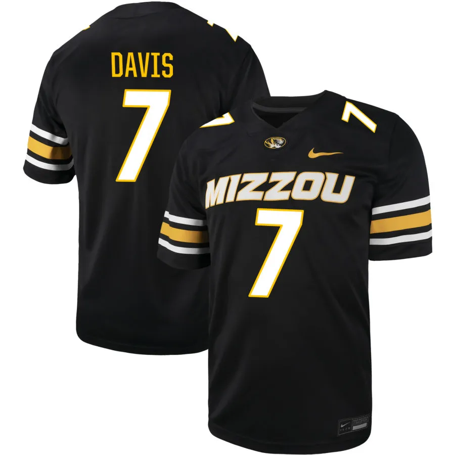 Missouri Tigers #7 Marquise Davis Nike 2025 Black Football Game Jersey